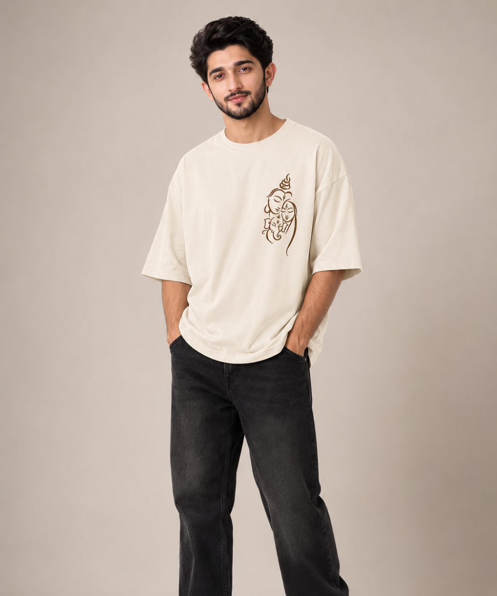Ganesha Divine Connection Oversized T-Shirt – Ivory