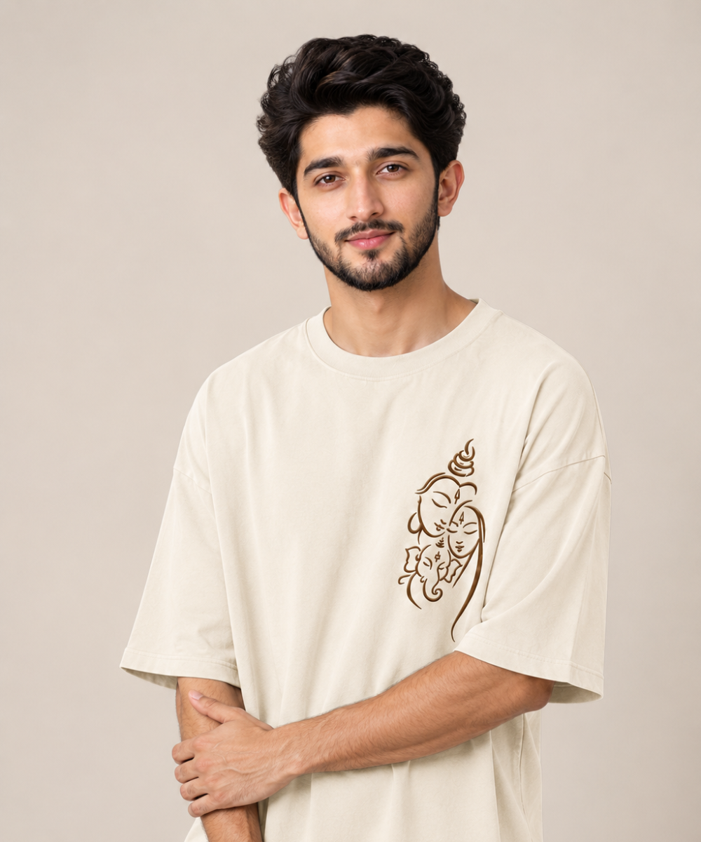 Ganesha Divine Connection Oversized T-Shirt – Ivory