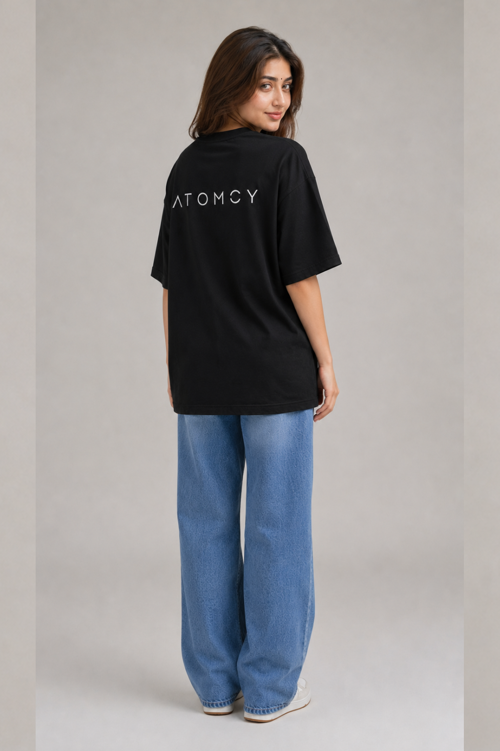 Radhe Krishna Eye Oversized Tee — Black