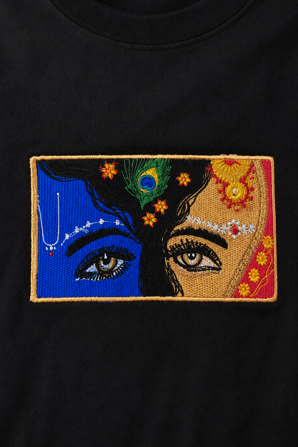 Radhe Krishna Eye Oversized Tee — Black
