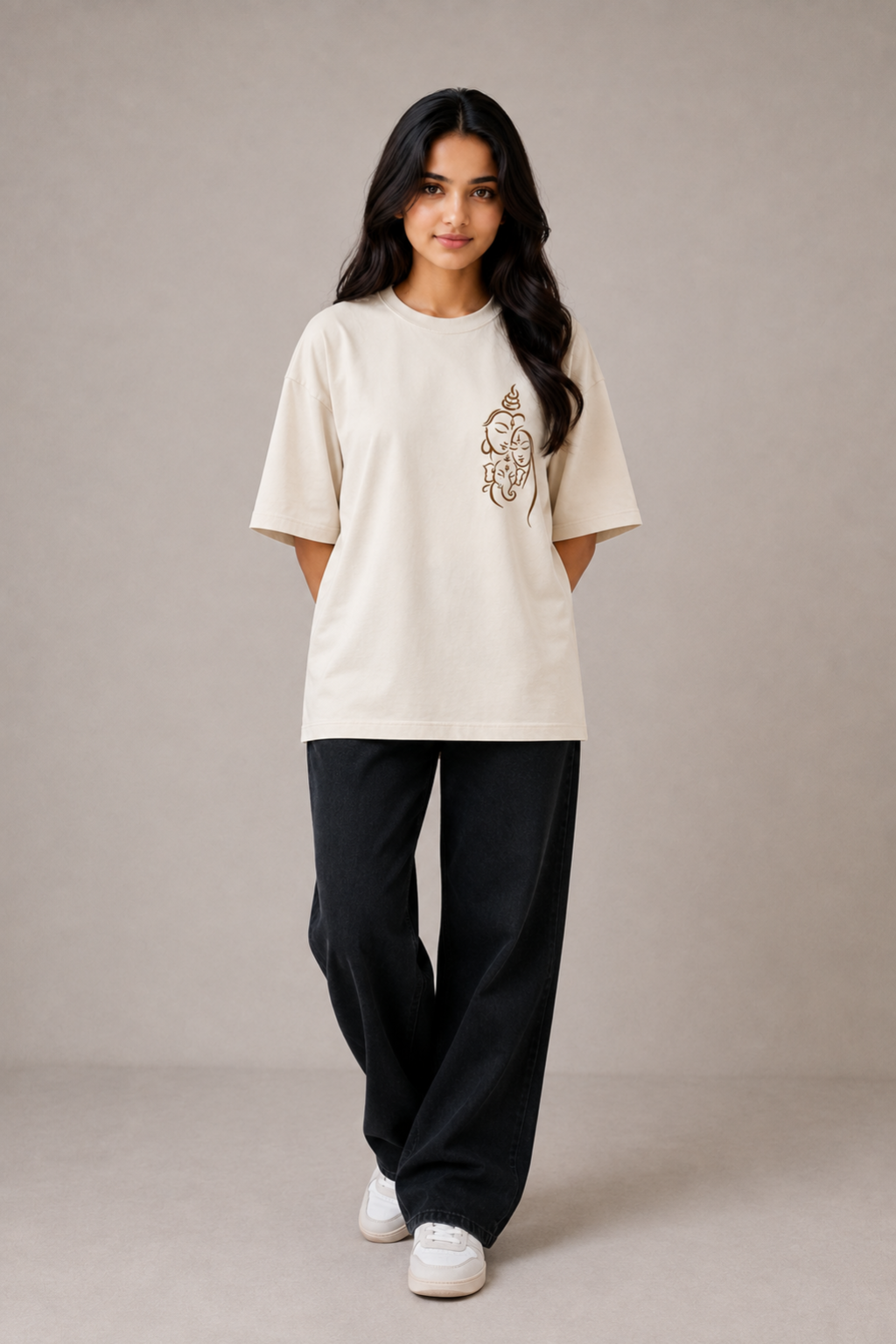 Ganesha Divine Connection Oversized T-Shirt – Ivory