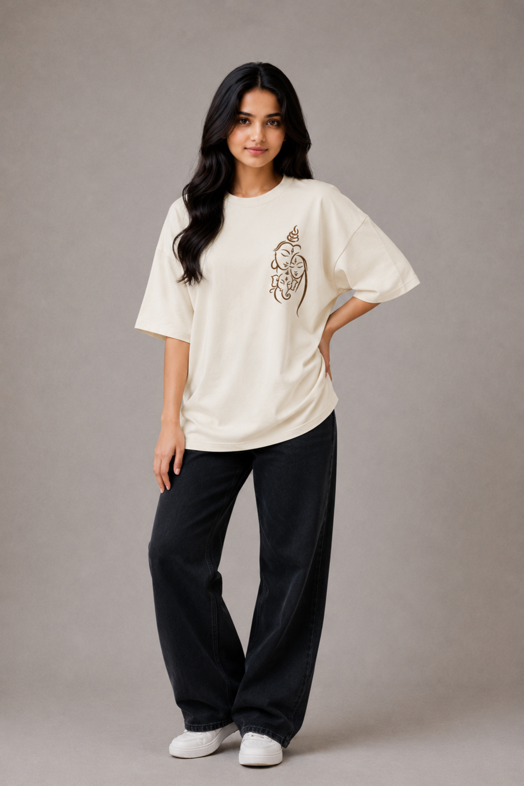 Ganesha Divine Connection Oversized T-Shirt – Ivory