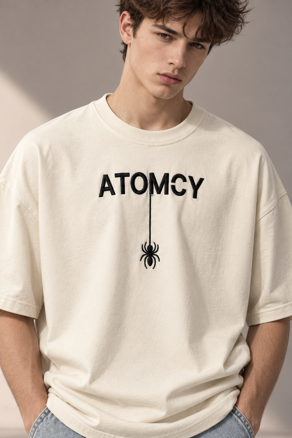 Threaded Spider Embroidery T-Shirt - Ivory
